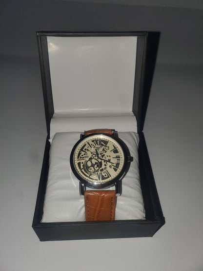 TIME ONE Luxury Skeleton Dial Men's Analog Wrist Watch