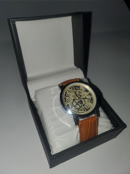 TIME ONE Luxury Skeleton Dial Men's Analog Wrist Watch
