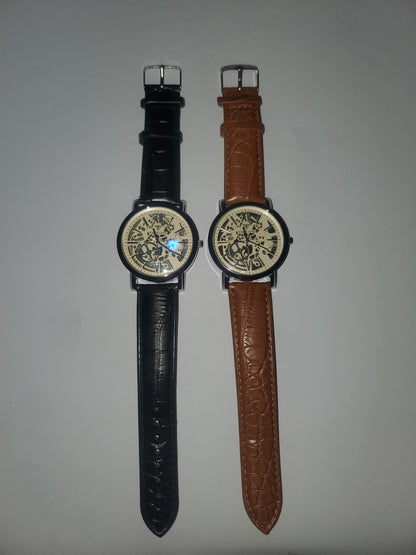 TIME ONE Luxury Skeleton Dial Men's Analog Wrist Watch