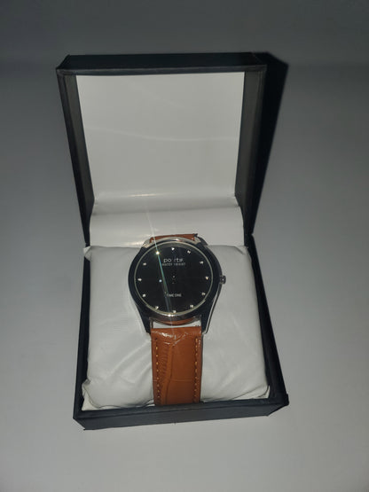Time One "Positif" Water Resist Luxury Leather Strap Men's Watch