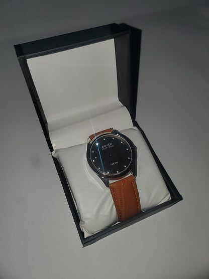 Time One "Positive" Elegant Men's Leather Strap Wrist Watch