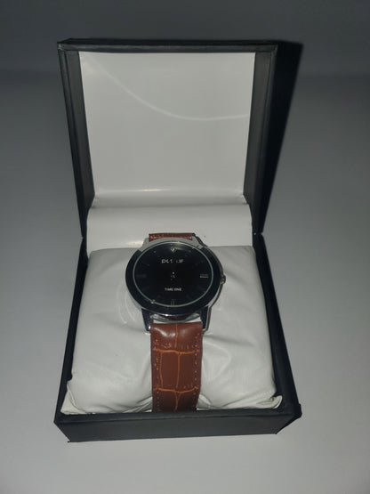 Time One "Positive" Elegant Men's Leather Strap Wrist Watch