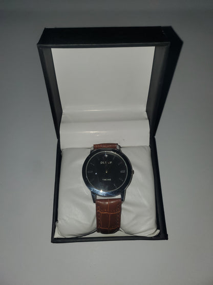 Time One "Positive" Elegant Men's Leather Strap Wrist Watch