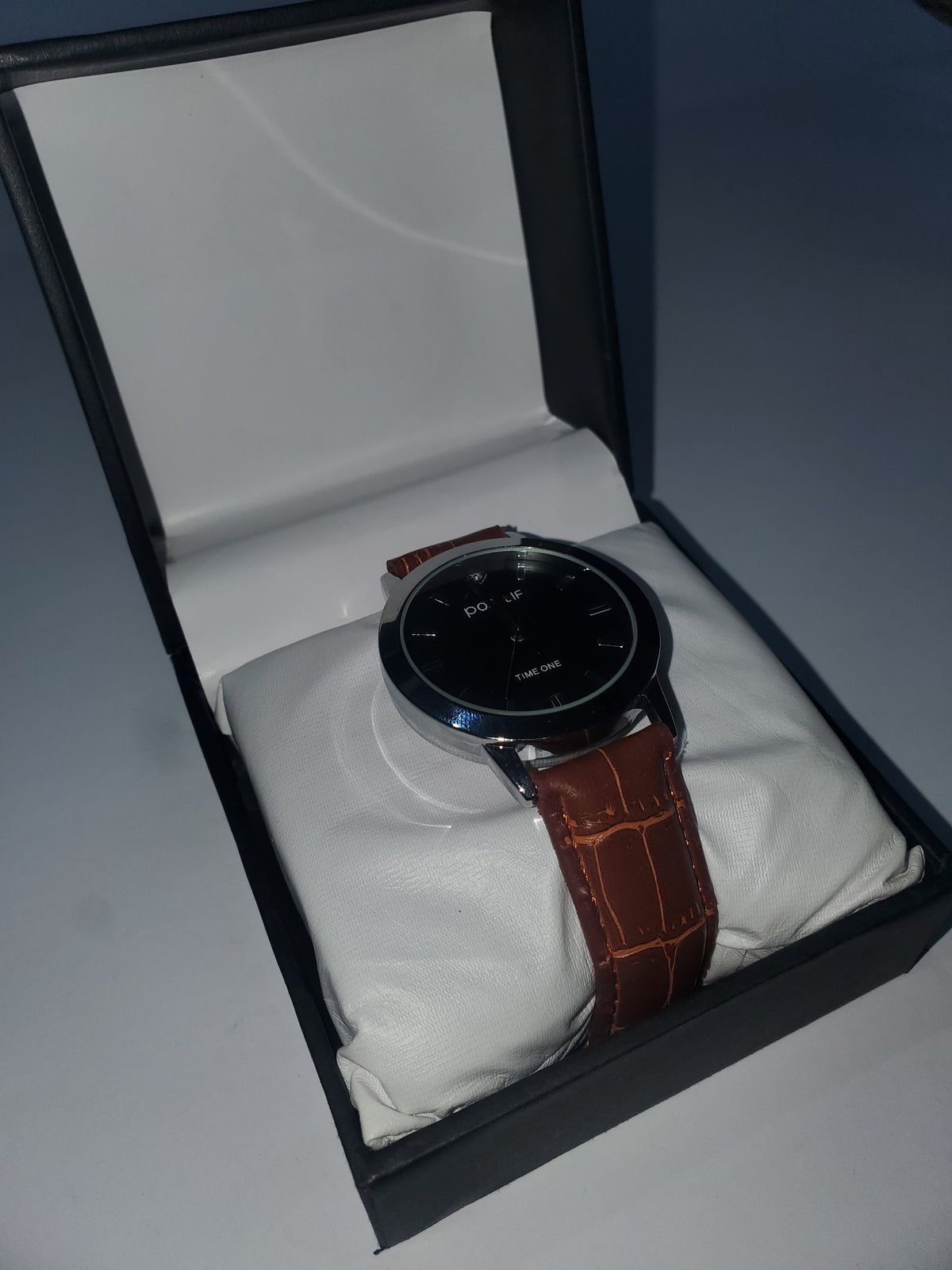 Time One "Positive" Elegant Men's Leather Strap Wrist Watch