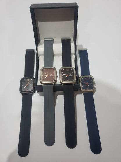TIME ONE Square Dial Silicone Strap Casual Quartz Watch