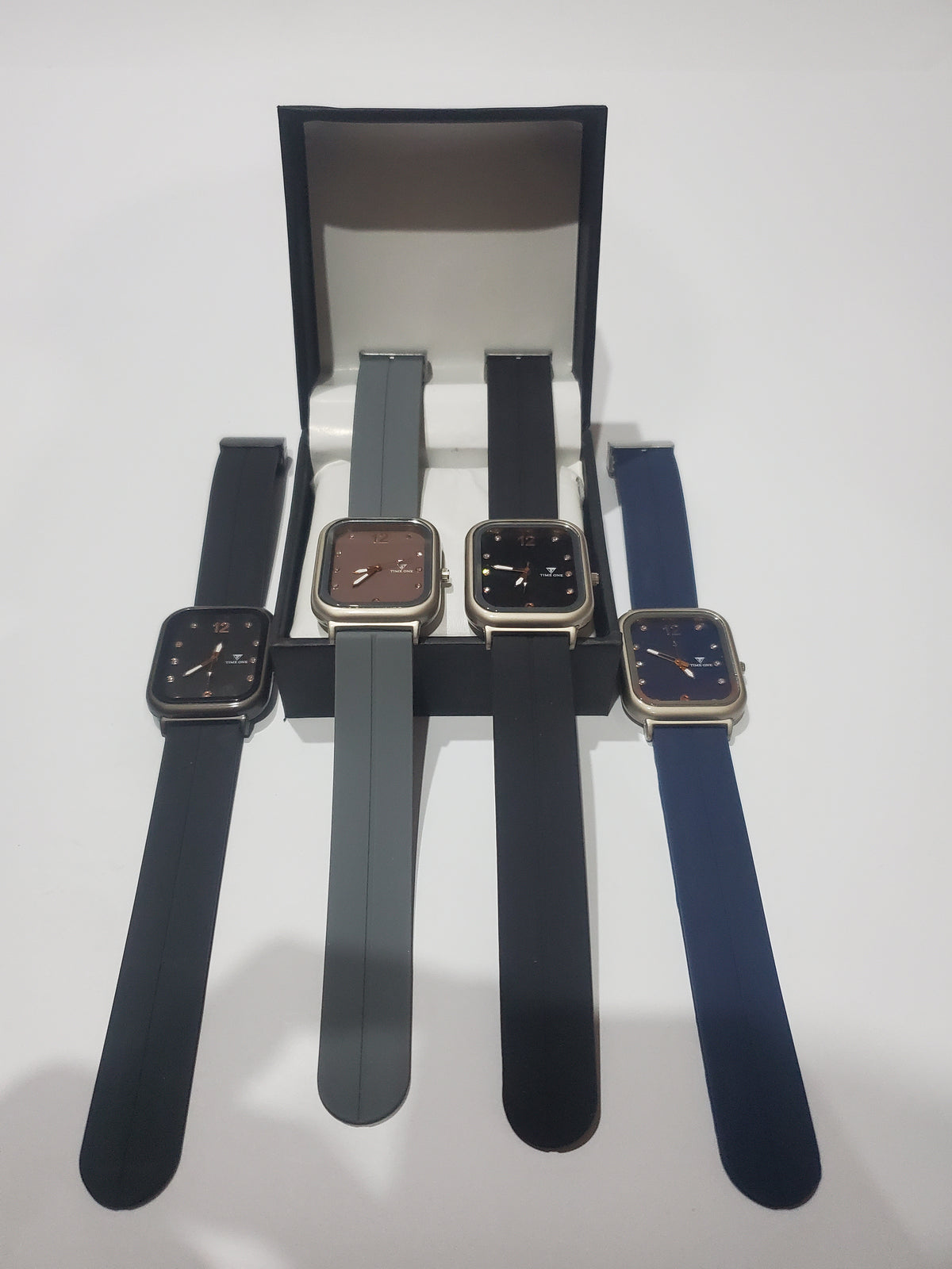 TIME ONE Square Dial Silicone Strap Casual Quartz Watch