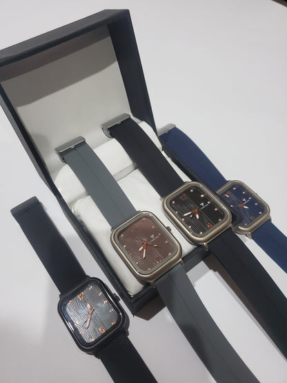 TIME ONE Square Dial Silicone Strap Casual Quartz Watch